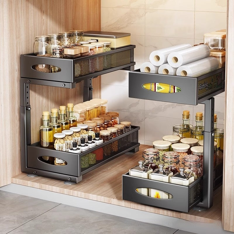 Transform Your Kitchen with the Double-layer Kitchen Cabinet Spice Jar